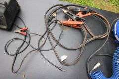 Die Hard Battery Charger, Campbell Hausfeld 1 Gallon Air Compressor and Attachments, and Jumper Cables