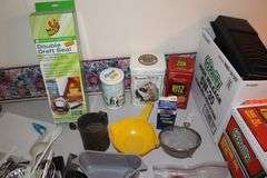 Washburn Crosby Co. Tin, Paint Brushes, LED Light Bulbs, Strainers, Sifter, Knives, Apple Cutter, Spatulas, Duck Double Draft Seal, Utensils, and Misc.