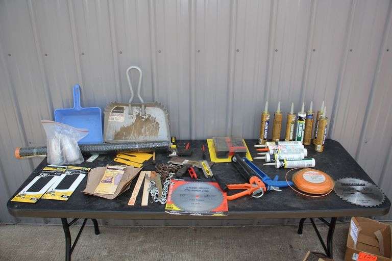 Caulk, Caulk Guns, Brushes, Taping Knives, Dust Pans, Sand Paper, Blades, and Misc. image