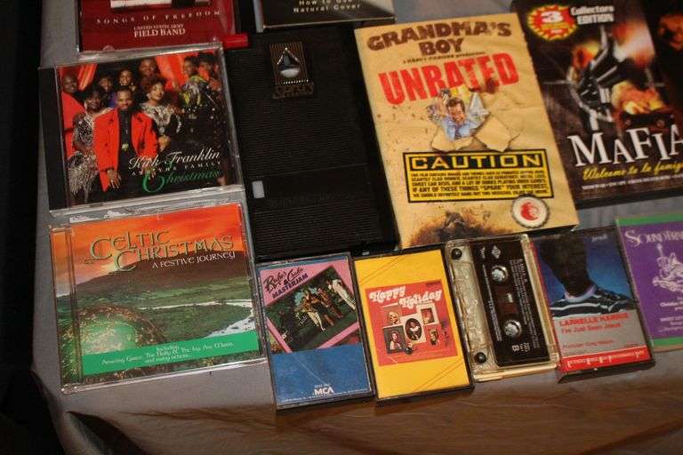 VHS Tapes, DVDs, Cassette Tapes, Audio Tape Reels, and Misc.