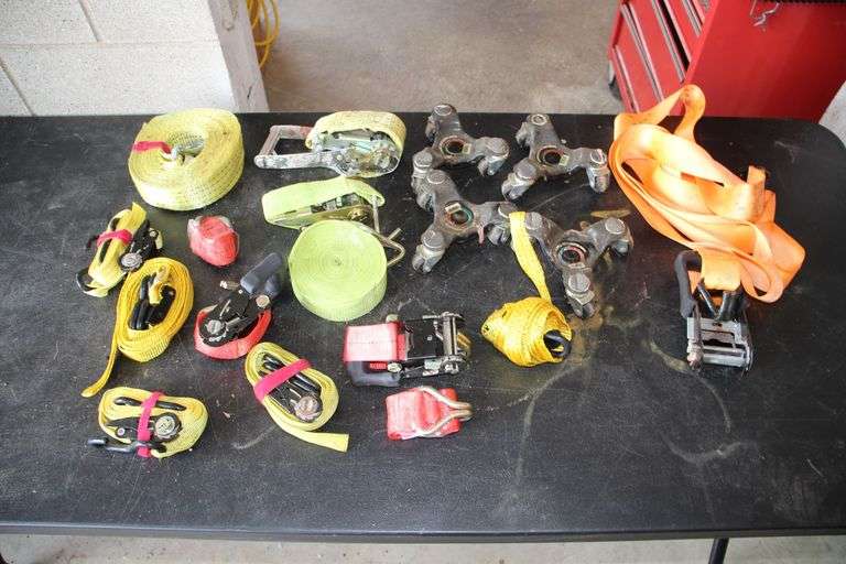 Misc. Ratchet Straps and 3-Wheel Dolly Casters image