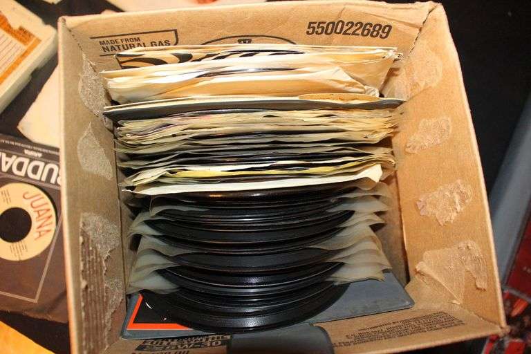 Misc. 8 Track Tapes, 45 Records, and Cassette Tape Case