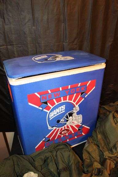 New York Giants Clothes Hamper, US Army Bag, US Army Size Medium Jacket, Army Bags and Fanny Pack, Tent Blankets, Fabric, and Misc.