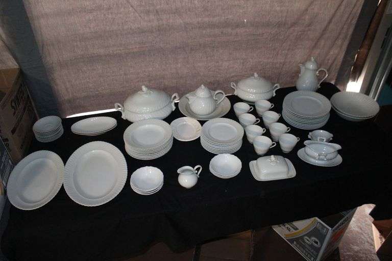 Kaiser Teapots, Serving Plates, Plates, Bowls, Saucers, Cups, Soup Tureens, Sugar Canister, and Gravy Boat