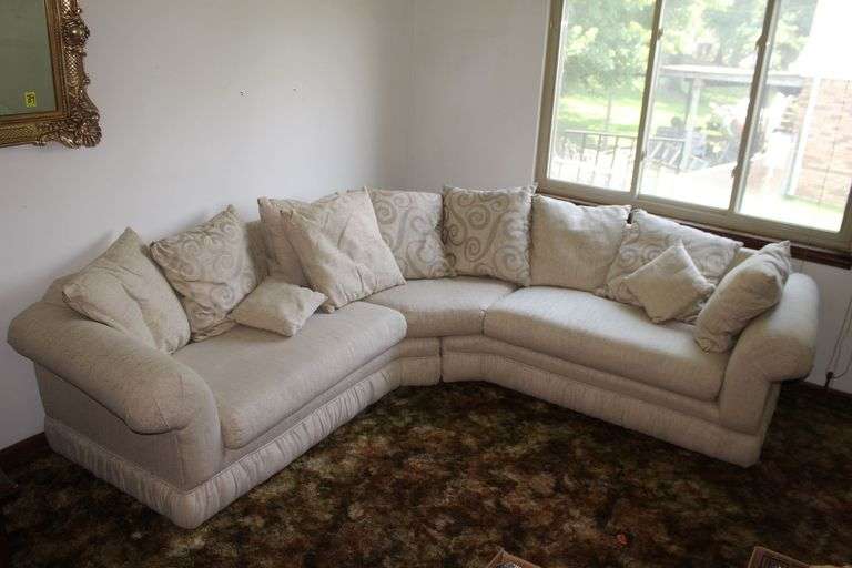 2 Piece Sectional Couch and (11) Pillows image