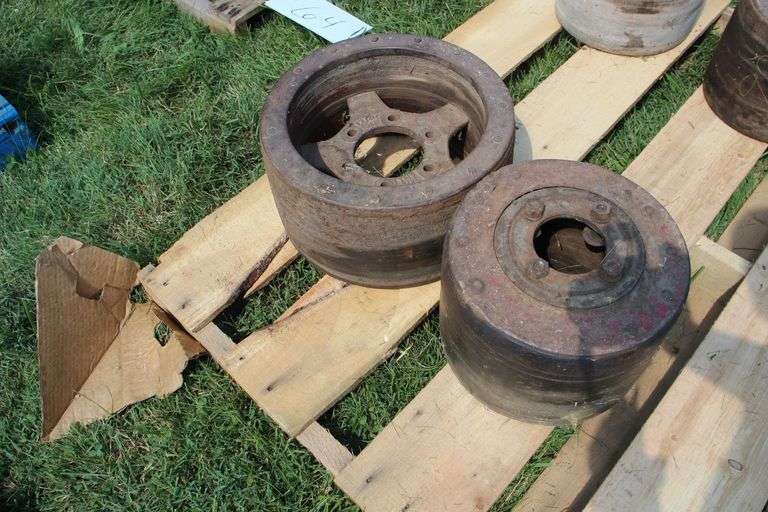 (6) Wooden Tractor Belt Pulleys