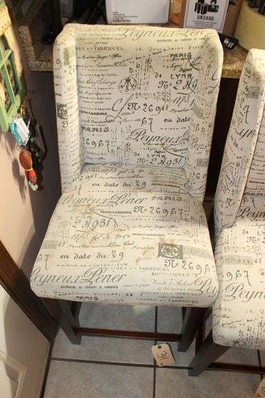(3) Wing Back Cushioned Bar Stools, and High Back Cushioned Chair with Pillow