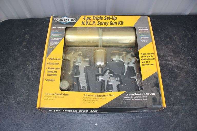 Vaper 4 Piece Triple Set-Up HVLP Spray Gun Kit image