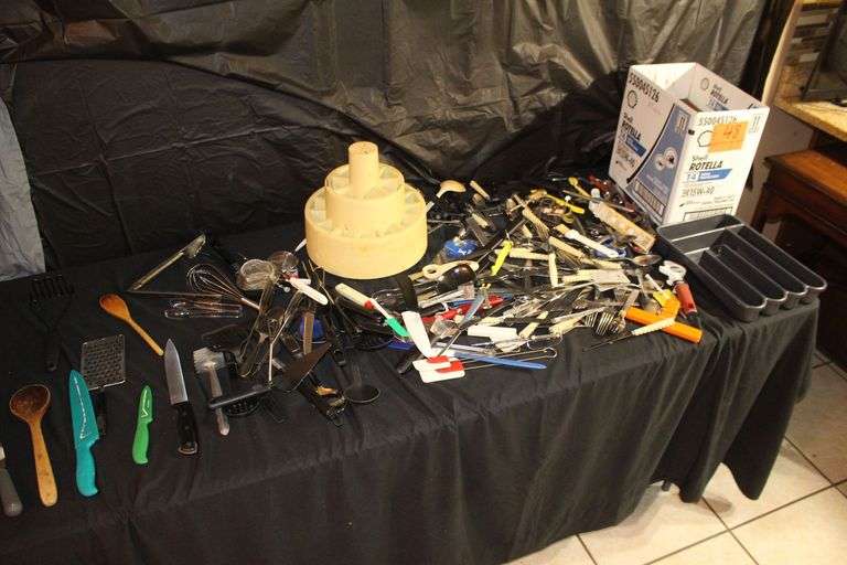 Graders, Beaters, Spatulas, Tongs, Forks, Spoons, Knives, and Misc. Kitchen Utensils