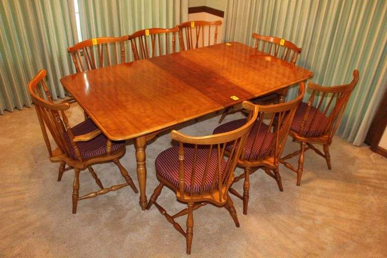 Drop Leaf Dining Table, (8) Chairs, Leaf, and Table Top Cover image