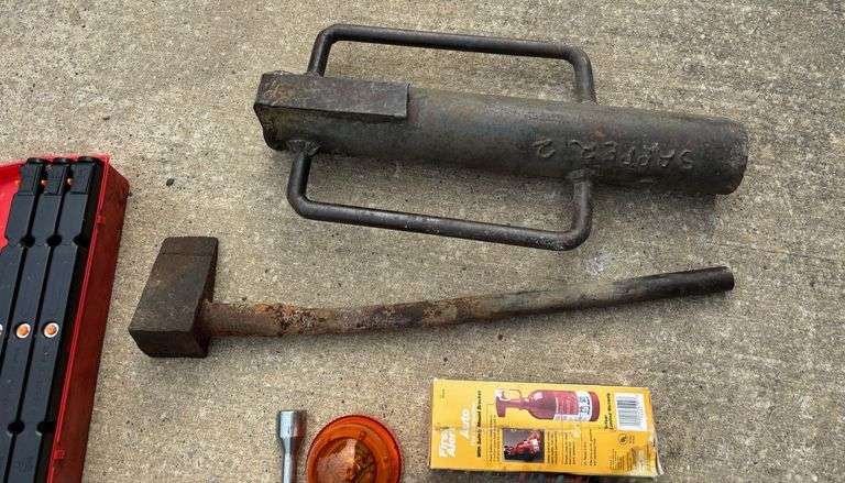 Post Driver, Splitting Maul, 4 Way Tire Tool, Folding Caution Signs, Hazard Light