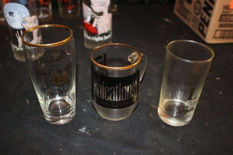 Looney Toon Glasses, (9) 2010 Derby Glasses, E.T Glasses, 2003 Derby Glass, and Misc. Decorative Glasses