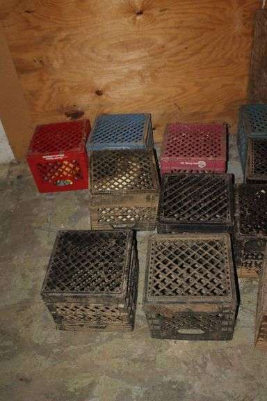 (11) Plastic Milk Crates and PVC Elbows
