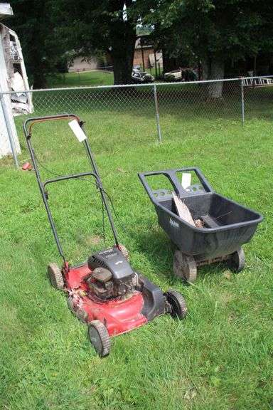 Cyclone 2 Wheel Lawn Cart and Murray 22 Inch Push Mower for Parts image