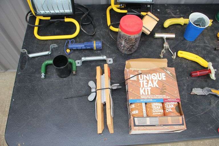 Carpenter Pencils, Cutters, Shop Lights, Unique Teak Kit, Straps, and Misc.