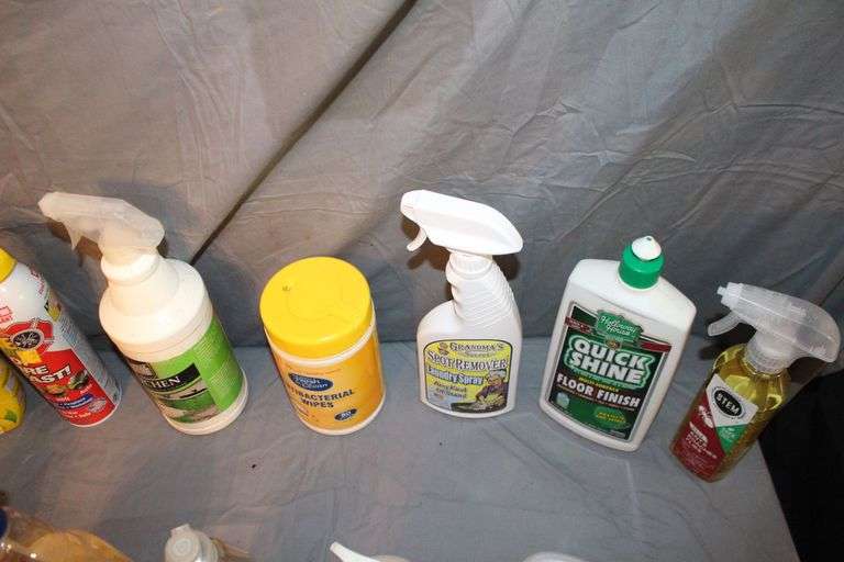 Murphy Wood Cleaner, Antibacterial Wipes, Hornet Spray, Swiffer Power Mop, Glass Cleaner, and Misc. Cleaning Supplies