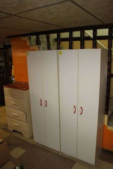 (2) 2-Door Wooden Storage Cabinets and 4-Drawer Chest of Drawers