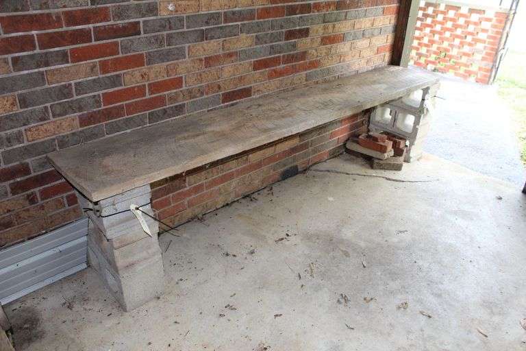 Oak Rough Sawn Board with (6) Concrete Blocks image