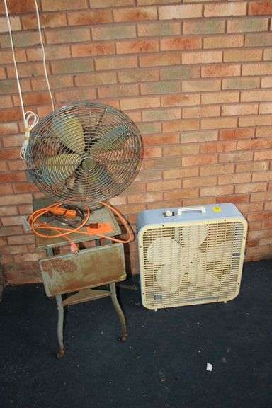 Robbins and Myers Fan and Metal Table on Wheels