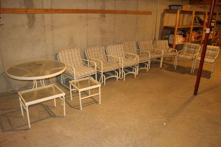 Patio Table, (8) Chairs with Cushions, and (2) End Tables image