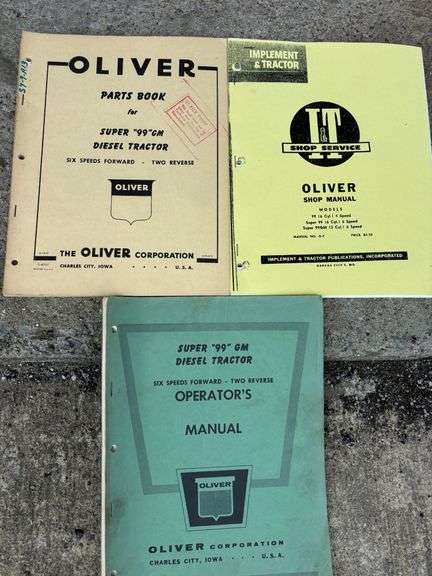 Oliver Super "99" GM Diesel Tractor Operator's Manual, Shop Manual and Parts Book image