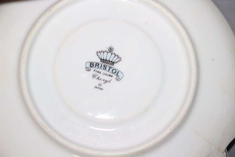 Glass Vases, Hot Plates, Hand Towels, Cookie Jar, Percolator, Bristol Cups, Plates, Saucers, Bowls, and Misc.