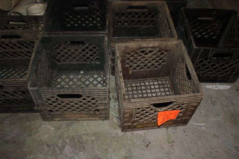 (11) Plastic Milk Crates and PVC Elbows