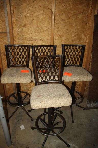 (4) Cushioned High Back Bar Stools
