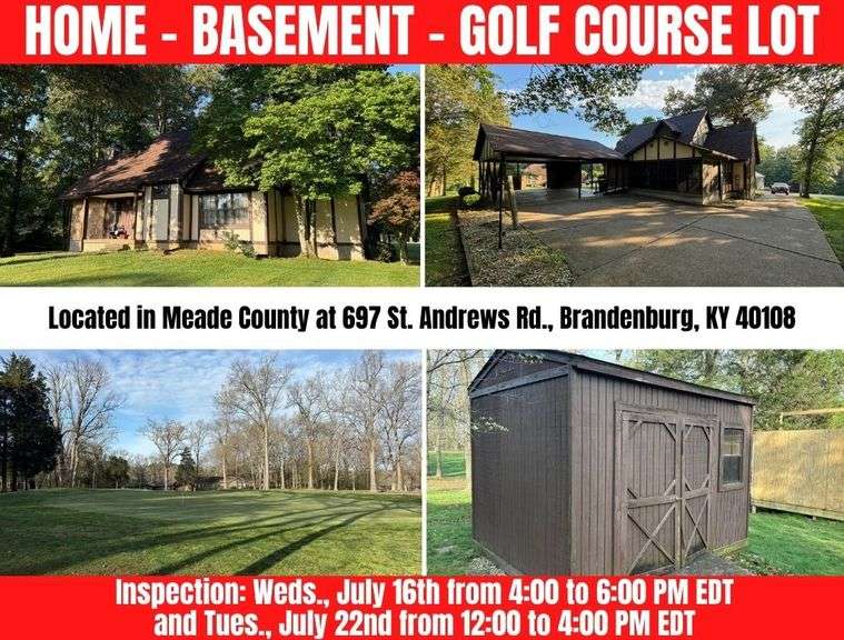 HOME - BASEMENT - GOLF COURSE LOT - ONLINE BIDDING ONLY ENDS TUES., JULY 22ND @ 4:00 PM EDT image