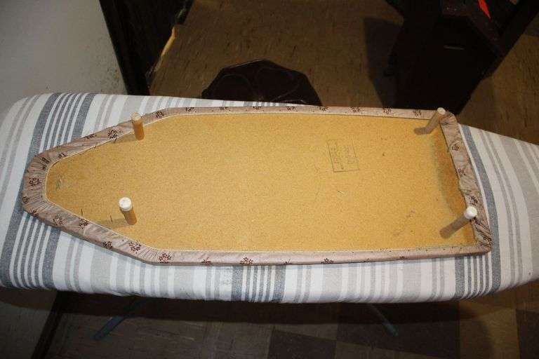 Tater Box, 4 Tier Shelf, 4 Tier Metal Shelf, Footstool, (2) Ironing Boards, and Pillow