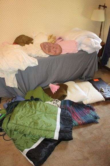 Oster Back Massager, Electric Blankets, Twin Size Air Mattress, Blankets, Pillows, and Misc. image