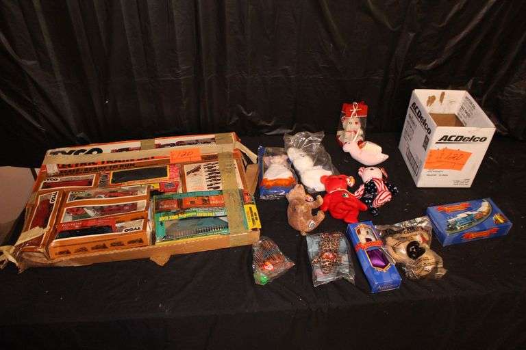 Tyco Electric Train Set, Beanie Babies, and Anastasia Train and Doll