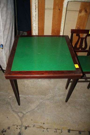 (4) Harp Back Folding Chairs and Folding Table