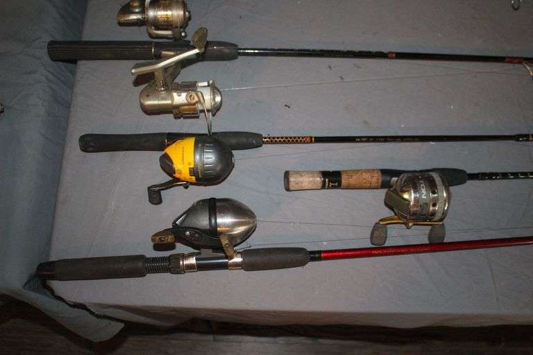 (3) Shakespeare, EZ Cast, Quantium, Proton Rod and Reels, (2) Rods, and Longbow