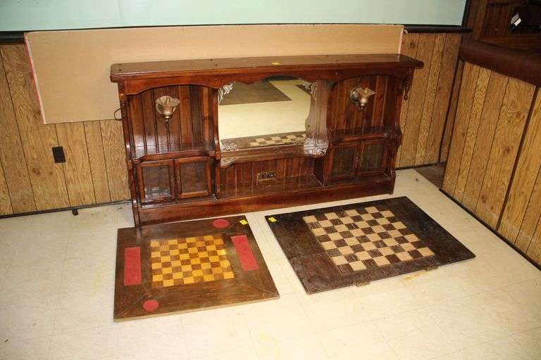 72 Inch W Headboard and (2) Folding Checkerboard Tables image