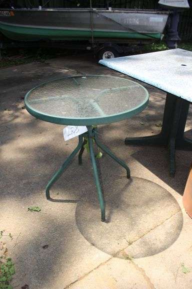 Smoker Base, Glass Top Patio Table, and Square Patio Table