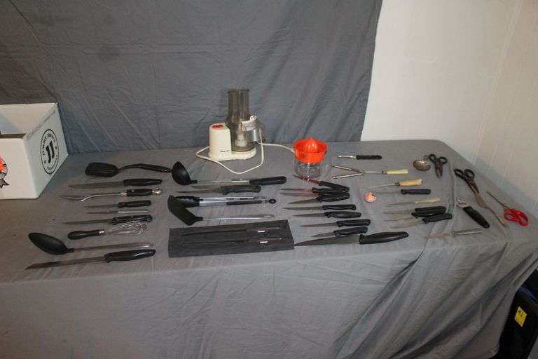 Magic Chef Food Chopper, Knives, Scissors, Juicer, Spatulas, Nutcracker, Bottle Opener, and Misc. image