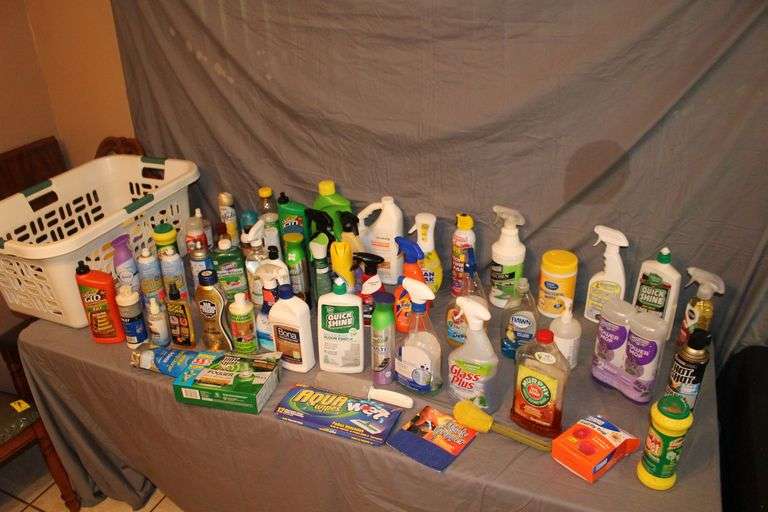 Murphy Wood Cleaner, Antibacterial Wipes, Hornet Spray, Swiffer Power Mop, Glass Cleaner, and Misc. Cleaning Supplies