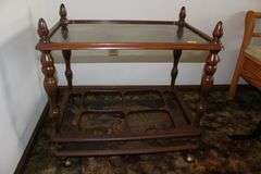 Marble Top Plant Stand and Glass Top Bar Cart