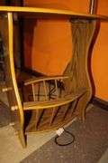Oval Magazine Rack Lamp Table and (2) Small Wooden Benches