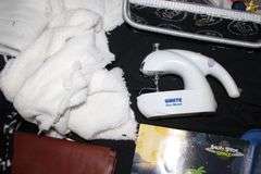 Pattern Cutting Boards, Sewing Pad, Thread, Fabric, Blanket Pieces, White Sew Quick, Crafting Supplies, and Misc.