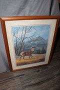 Ship Wheel Clock, Framed Pictures, Clock, and Misc. Wall Hangings