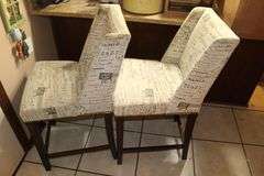 (3) Wing Back Cushioned Bar Stools, and High Back Cushioned Chair with Pillow