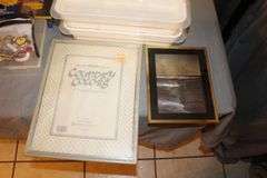 (2) Plastic Covered Trays, Plastic Bins, Plastic Tote, White Plastic End Table, Super Sliders, 3 Drawer Cubby, Fabric, and Misc.