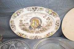Turkey Platter, Glass Serving Plates, Microwave Turntable, Margarita Glasses, Pizza Pan, and Misc. Glasses