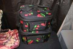 Lawn Food and Drink Table, Coach Purse, Guess Purse, Handbags, Toiletry Bags, Towels, and Misc.