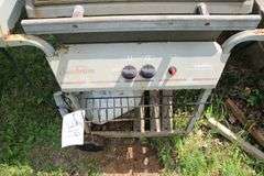 Sunbeam Grill, Rubbermaid Trash Can, Gott Cooler, and Simply 10.5 Gallon Metal Trash Can
