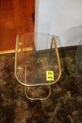 Circular Glass Top Coffee Table, Glass Top Side Table, and High Back Swivel Barstool