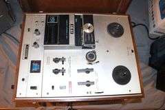 RCA 5 Disc Changer Stereo, (2) RCA Speakers, AKAI X-2000s Integrated Circuit Tape Reel, and Cuisinart Coffee Maker