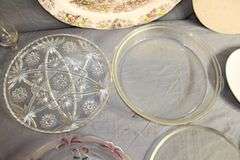 Turkey Platter, Glass Serving Plates, Microwave Turntable, Margarita Glasses, Pizza Pan, and Misc. Glasses